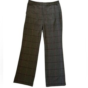 Lauren Ralph Lauren Black Label Wool Blend Plaid Trousers Gray Burgundy Size 12
